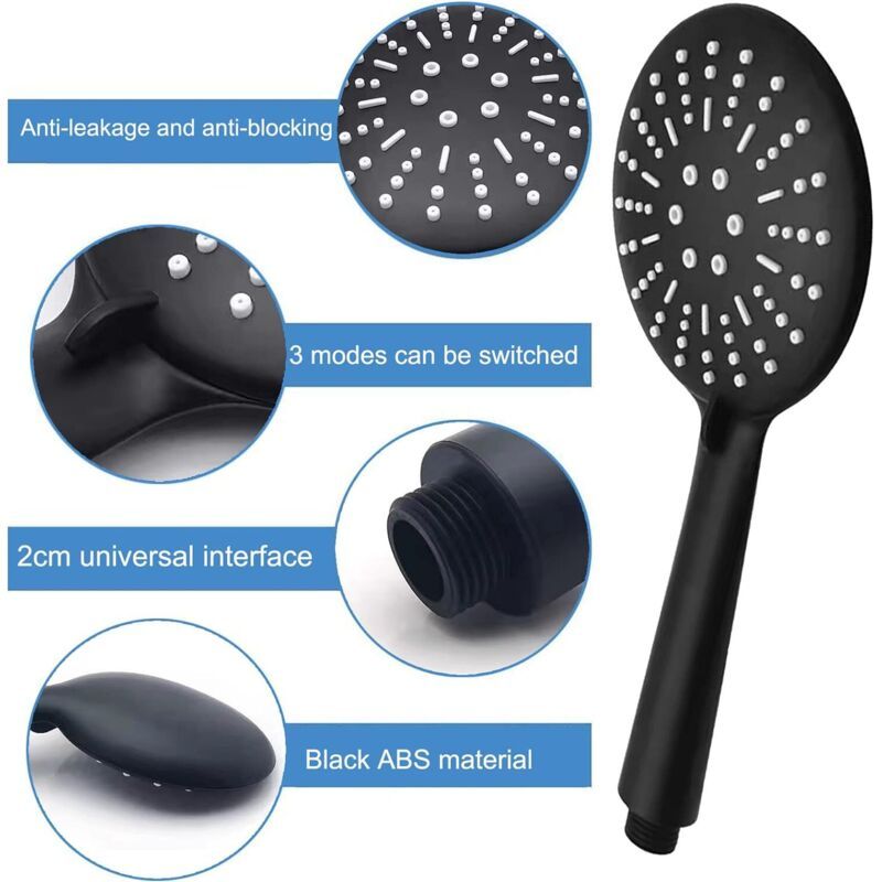 High Pressure Shower Head 3 Spray Modes with Hose, 1.5 m - Image 2