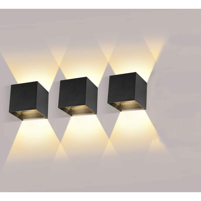 3 Pack 12W LED Wall Lights Adjustable Beam Angle IP65 Waterproof 2700-3000K Warm White - Image 1