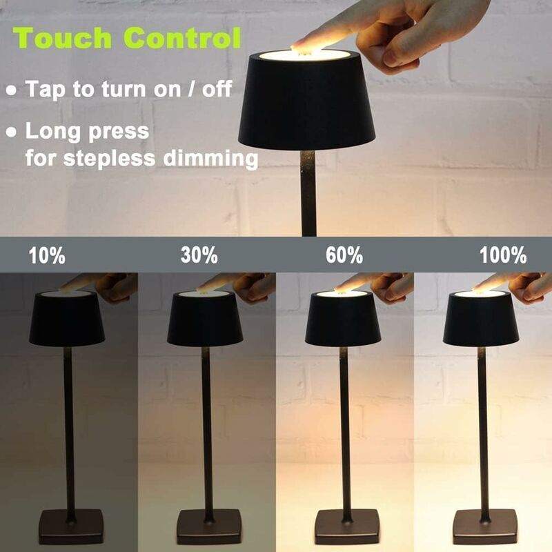 Rechargeable Bedside Lamp 5200mAh Eye Care Desk Lamp Black - Image 2