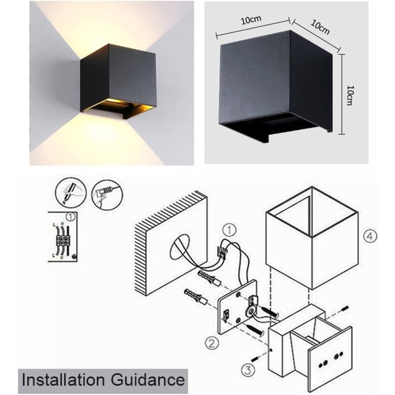 12W LED Wall Light 3000K Adjustable Beam Angle IP65 Waterproof Warm White - Image 4