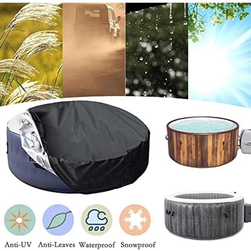 Round Spa Cover Waterproof Dustproof UV Resistant, 210 x 30 cm - Image 3