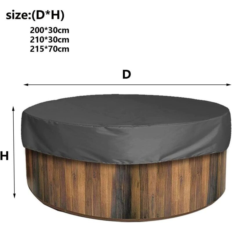 Round Spa Cover Waterproof Dustproof UV Resistant, 210 x 30 cm - Image 4