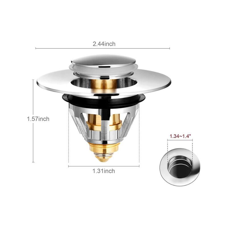 Universal Sink Drain Filter Stainless Steel Hair Catcher, 1.33 to 1.49 in - Image 2