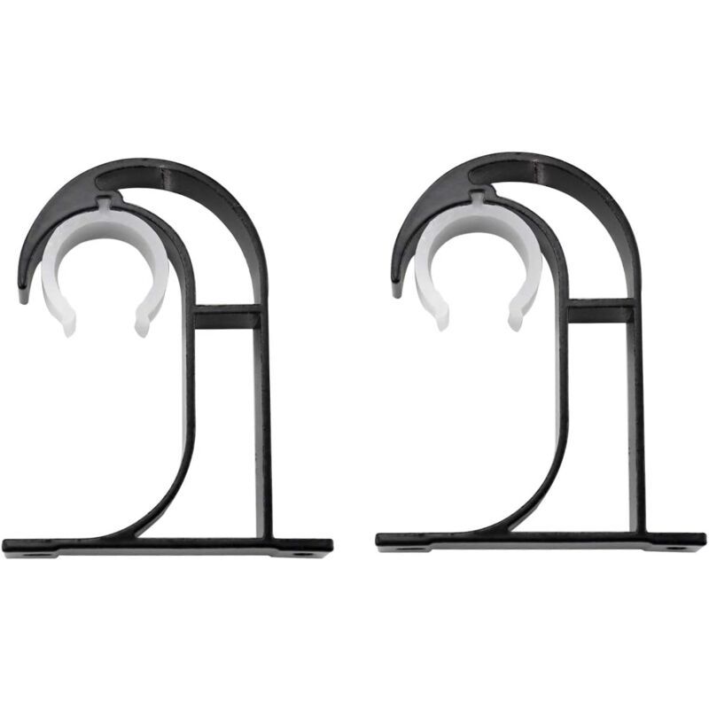 2 Pcs Curtain Rod Brackets Zinc Alloy Wall Ceiling Mount White - Image 1