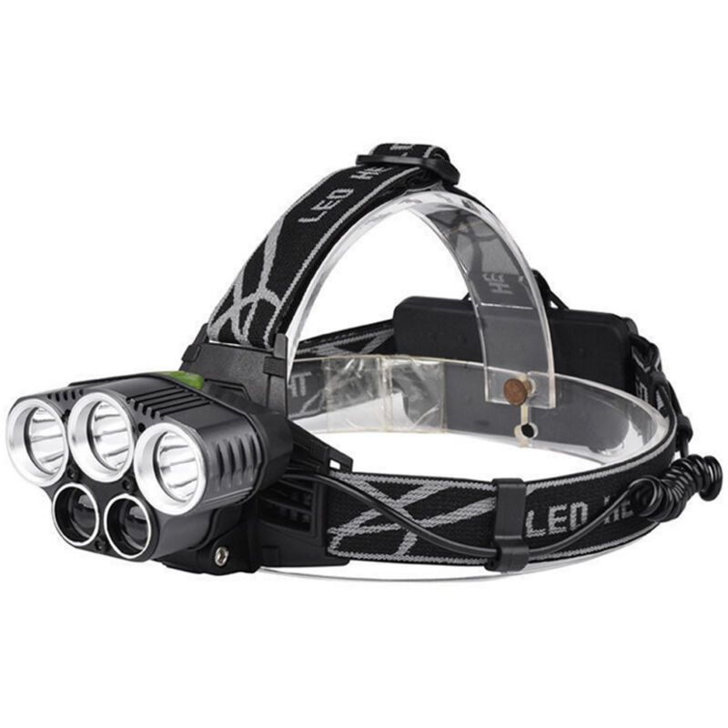 Rechargeable Headlamp 5 LED USB Head Torch 6 Modes Black - Image 2