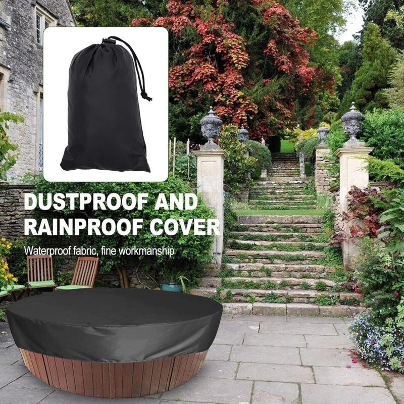 Round Spa Cover Waterproof 190T Brown, 215 x 70 cm - Image 2