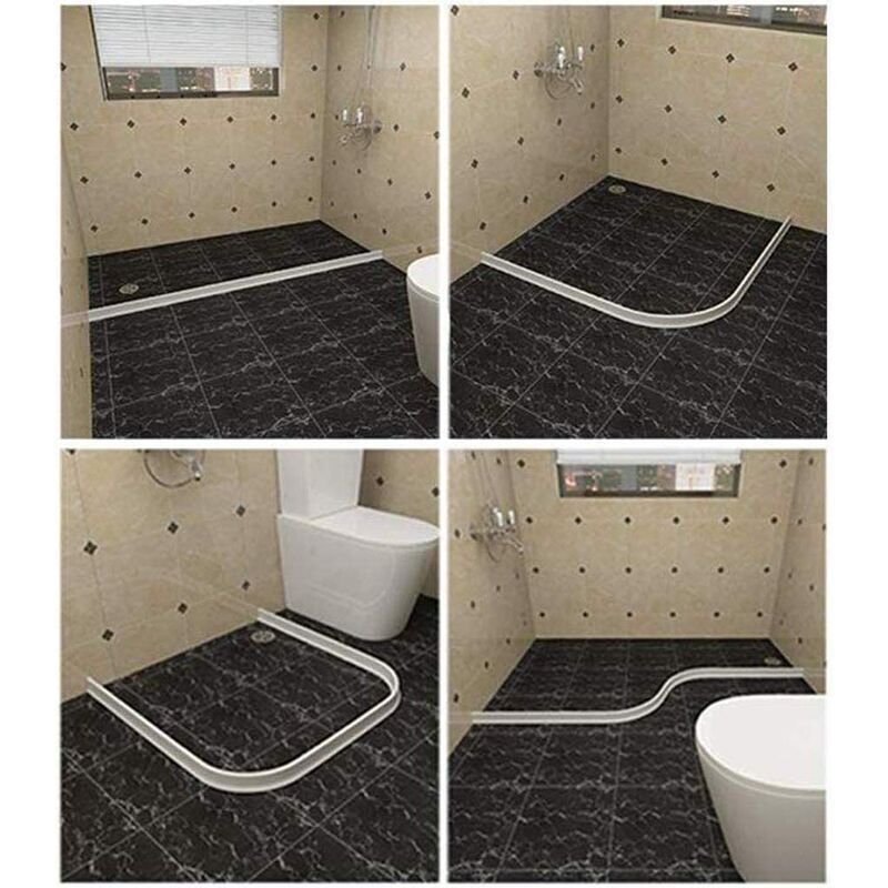 Foldable Shower Barrier Water Retention Dam White, 1 m - Image 2