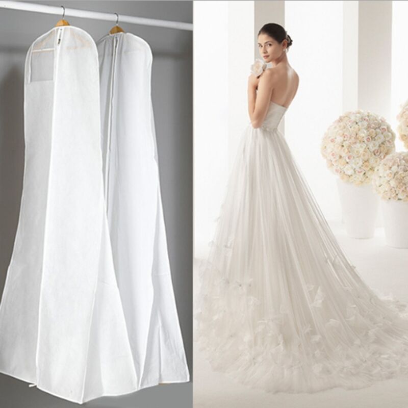 1 Pc Wedding Dress Dust Cover Breathable Non Woven Fabric White, 180 cm - Image 1