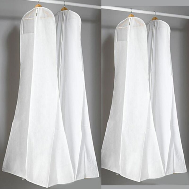 1 Pc Wedding Dress Dust Cover Breathable Non Woven Fabric White, 180 cm - Image 2