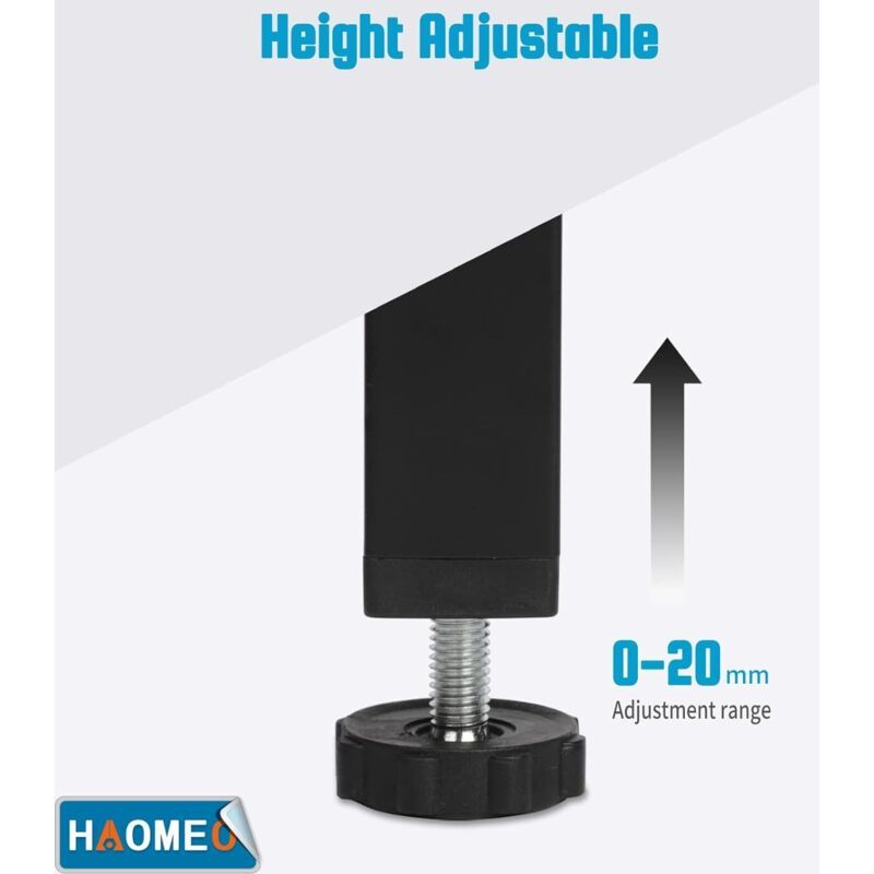 4 Pcs Screw In Metal Bed Legs Adjustable Black, 20 cm - Image 3