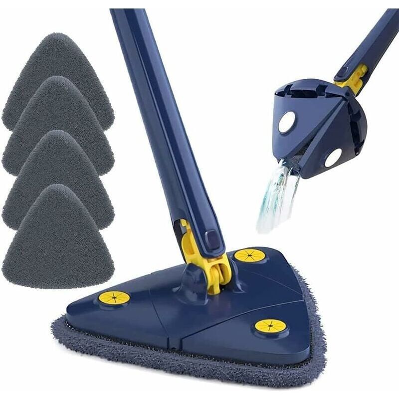 Dust Mop 360 Degree Rotating Floor Mop with 5 Cloths Blue - Image 1