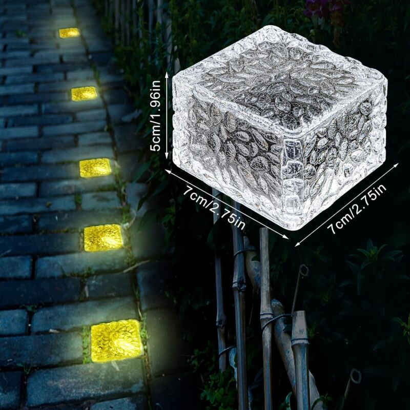 4 Pcs Solar Ground Lights Waterproof Warm White for Patio Lawn Deck Stairs - Image 2