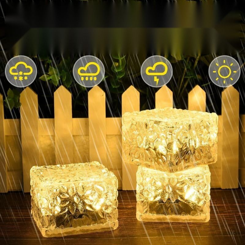 4 Pcs Solar Ground Lights Waterproof Warm White for Patio Lawn Deck Stairs - Image 3