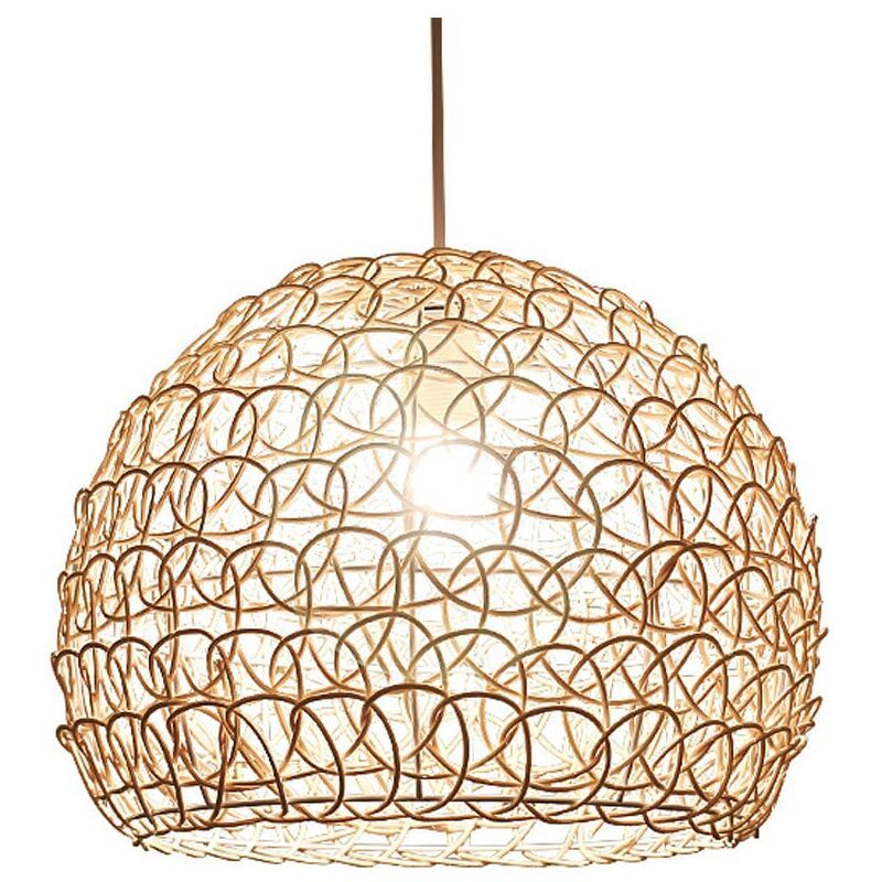 Rattan Chandelier Pendant Light Hand Woven Bamboo Lampshade, 25 cm - Image 1