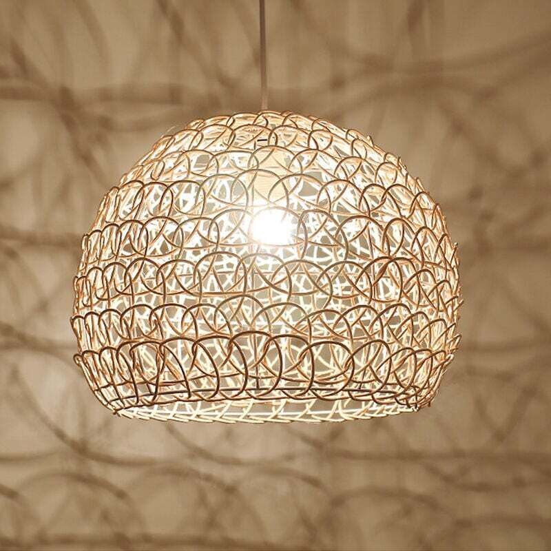 Rattan Chandelier Pendant Light Hand Woven Bamboo Lampshade, 25 cm - Image 3