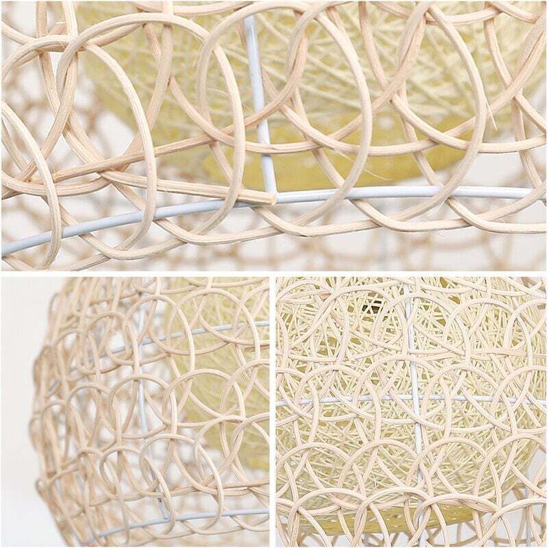 Rattan Chandelier Pendant Light Hand Woven Bamboo Lampshade, 25 cm - Image 4