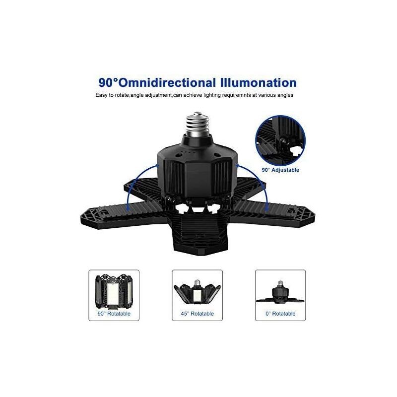 LED Garage Light 120W 12000 lm Deformable Ceiling Lamp E26 E27 - Image 4