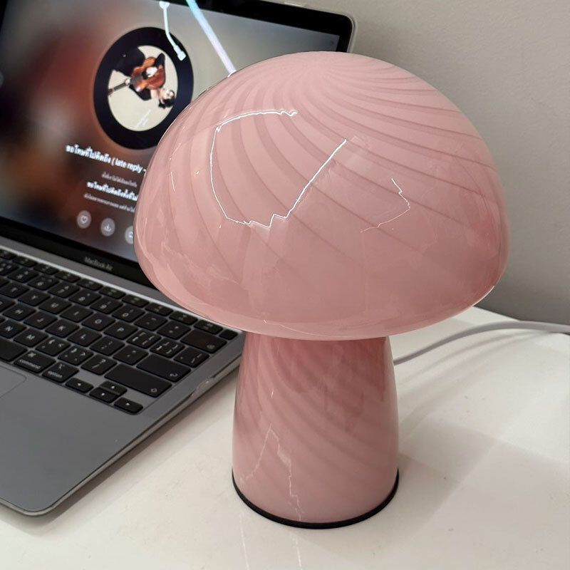 Modern Mushroom Glass Table Lamp Pink - Image 1