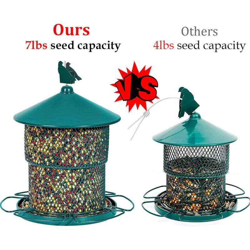 Hanging Metal Bird Feeder Mesh Tube Green - Image 2
