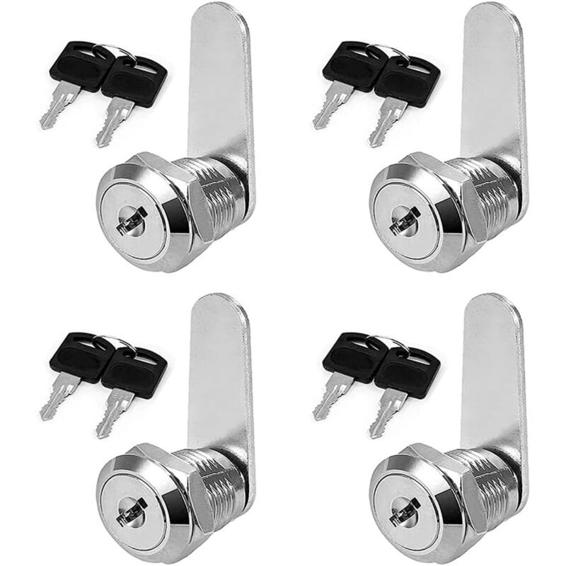 4 Pcs Cylinder Furniture Locks for Cupboards Cabinets and Wardrobes, 25 mm - Image 1