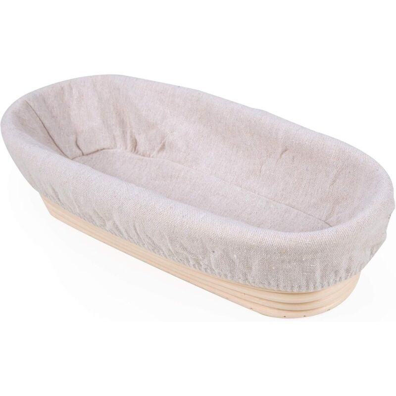 Oval Banneton Bread Proofing Basket with Wool Lining, 30 x 14 x 7 cm - Image 1