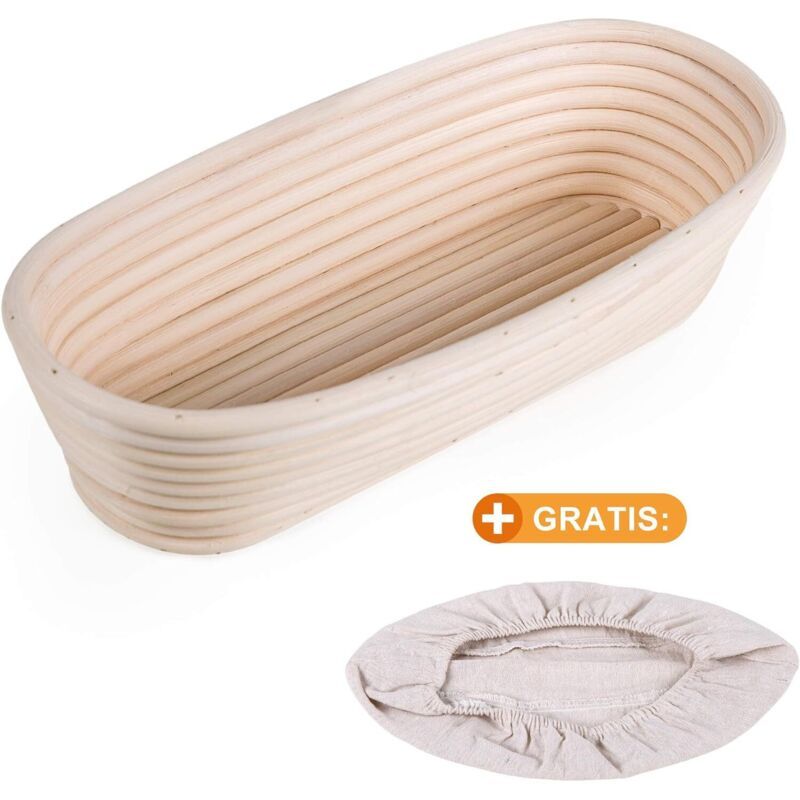 Oval Banneton Bread Proofing Basket with Wool Lining, 30 x 14 x 7 cm - Image 2