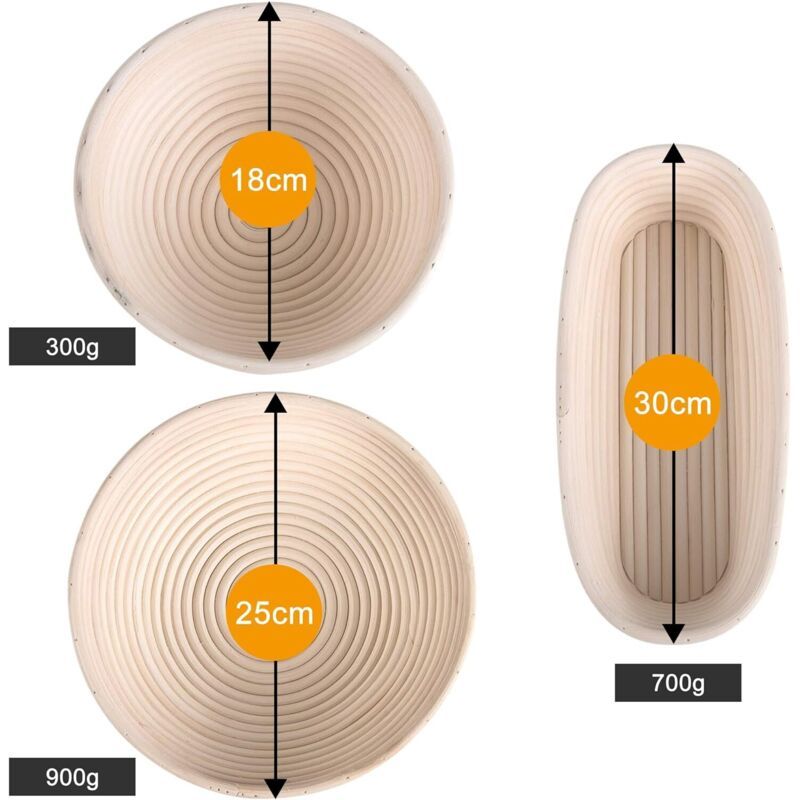 Oval Banneton Bread Proofing Basket with Wool Lining, 30 x 14 x 7 cm - Image 3