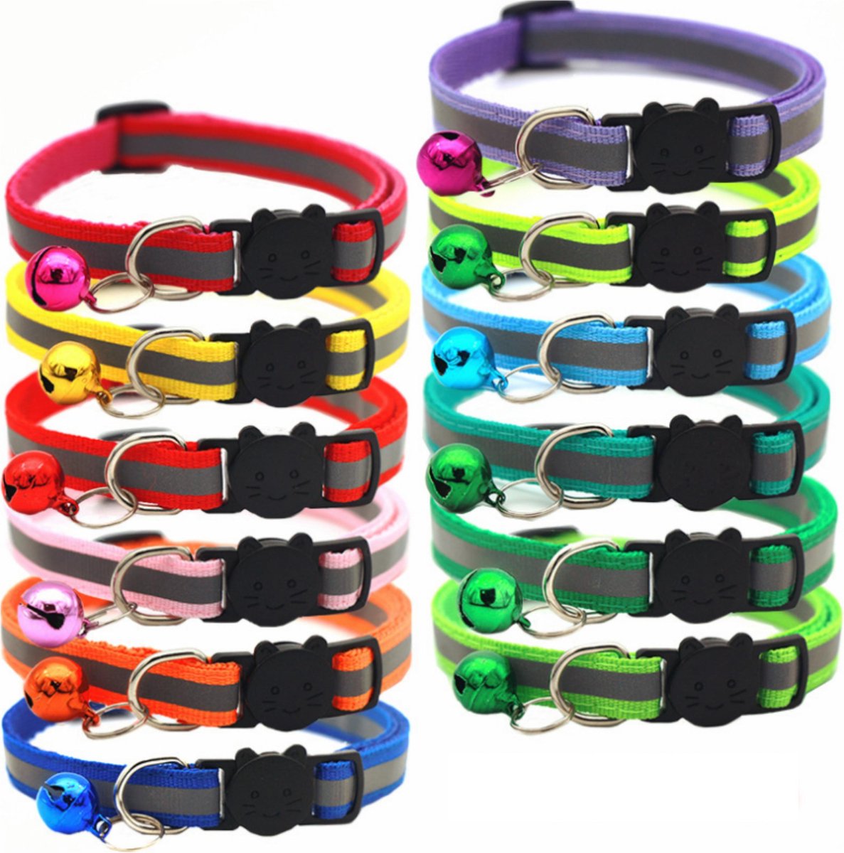 Cat Collar | Reflective With Safety Clasp And Bell | Adjustable 19-32 CM | BLUE - Image 2