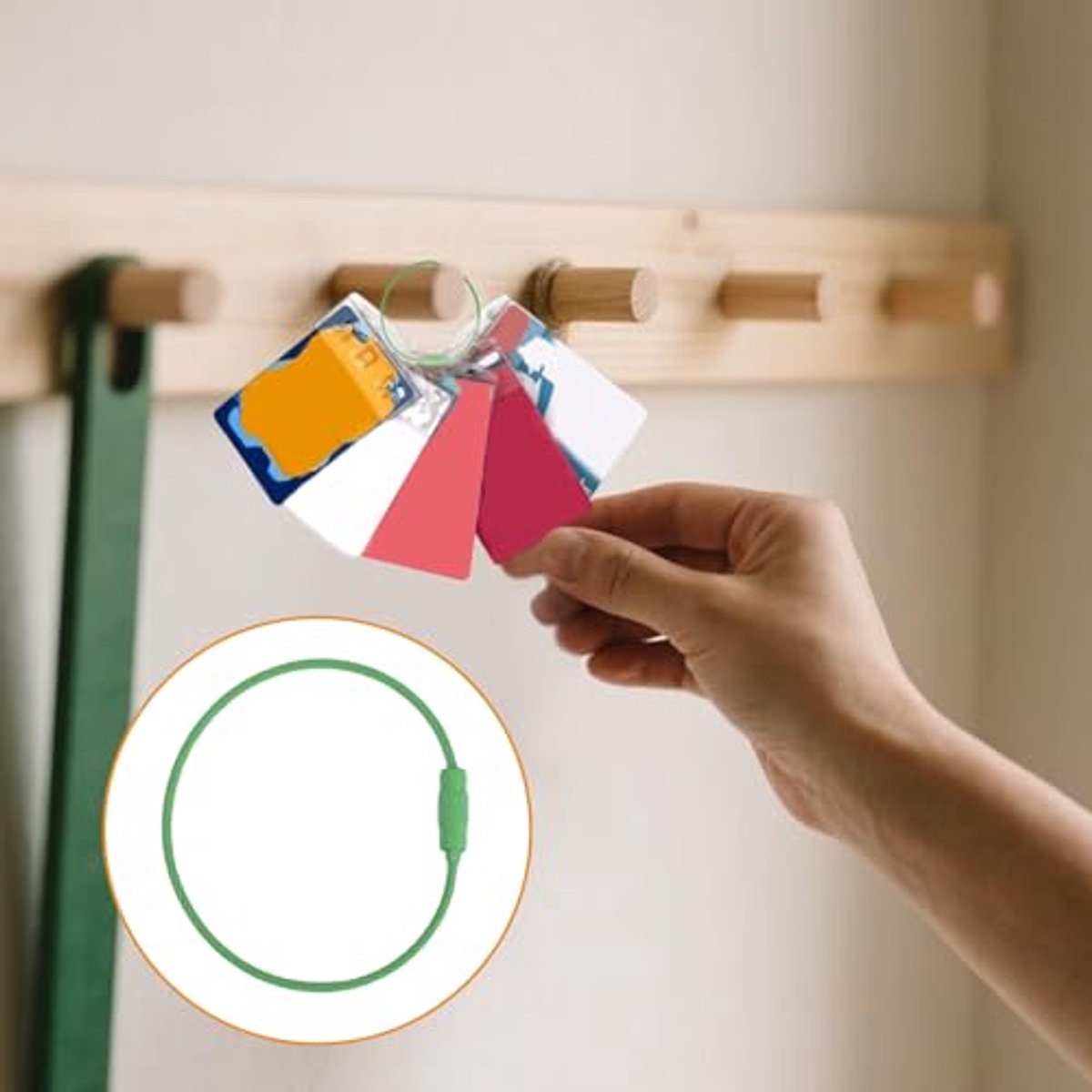 Card holder ring for Yoto card set, 3 keychain loops and 10 hanging tabs Removable card holder organizer Children's travel bag for Yoto cards Storage accessories - Image 5