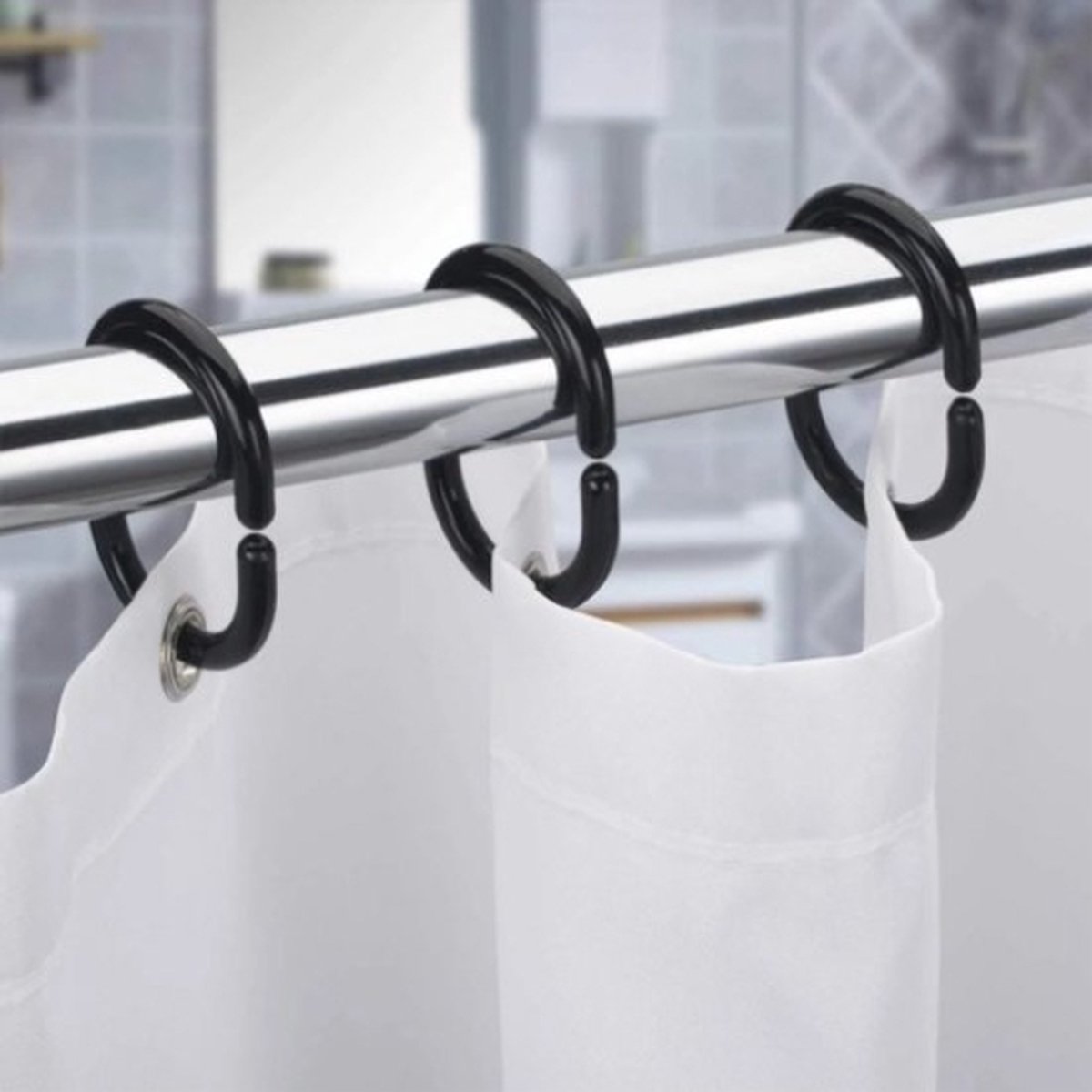 Shower Curtain Rings | Set of 12 | Shower Curtain Rings | Black - Image 2
