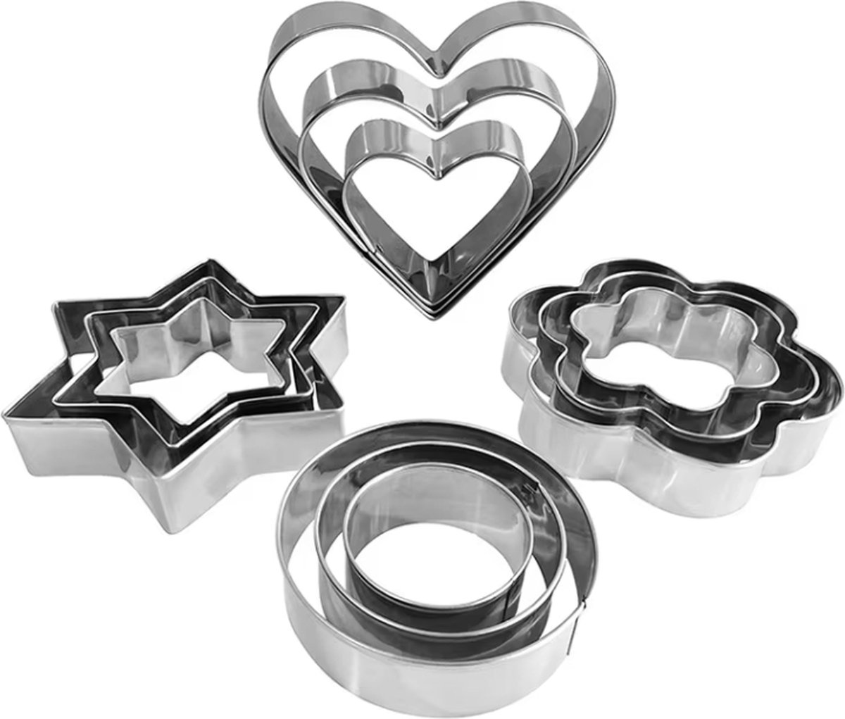 12x Cookie Cutter Set - Cookie Shapes - Flower, Heart, Round, Star - Image 3