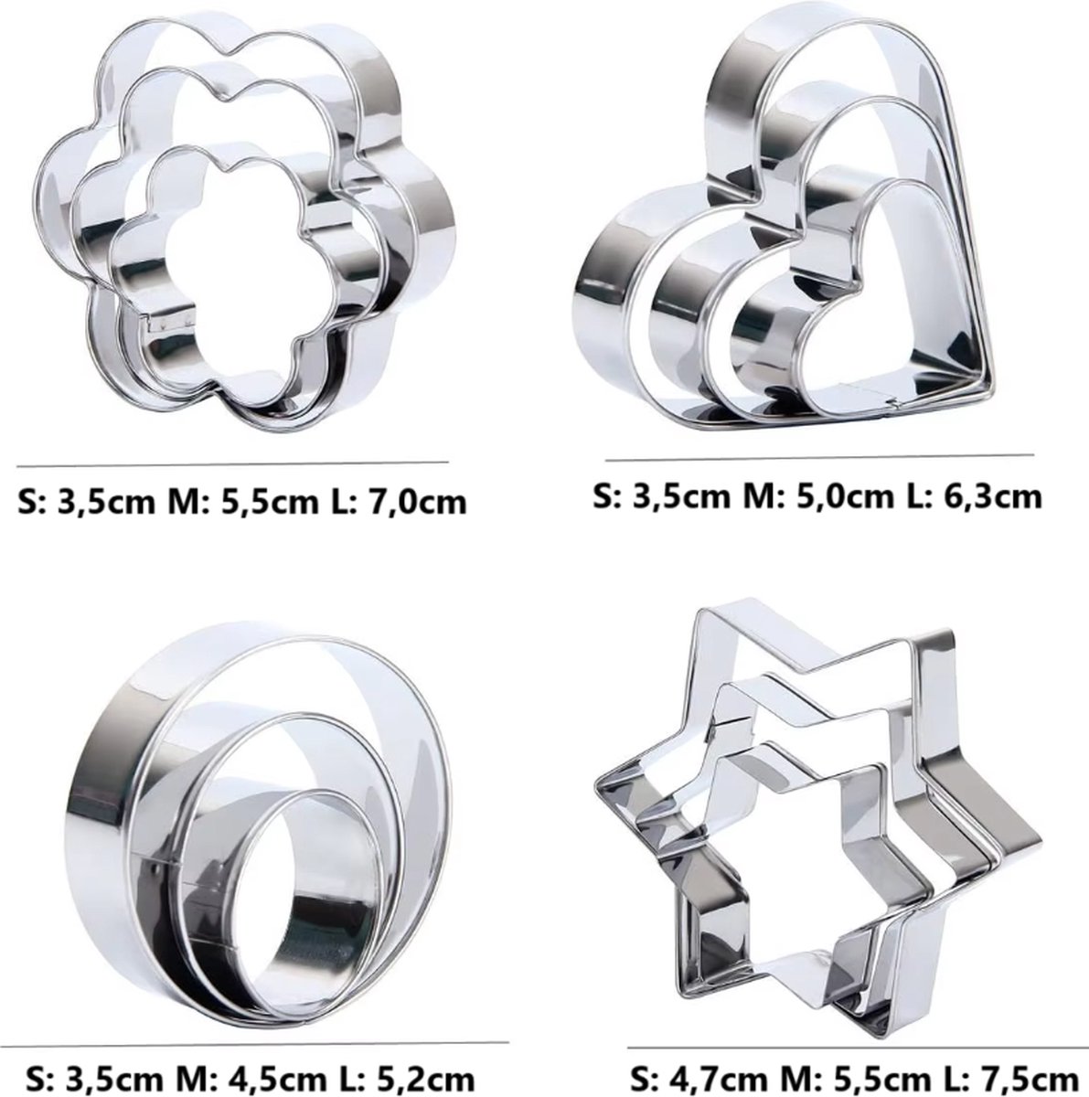 12x Cookie Cutter Set - Cookie Shapes - Flower, Heart, Round, Star - Image 5