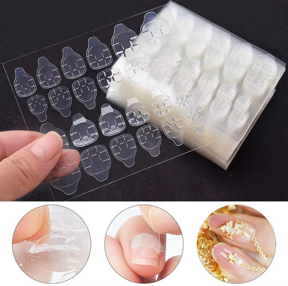 Double-Sided Nail Stickers | 2 Sheets (48 pieces) | Stick-on Nails | Press-on Nails | Fake Nails | Nail Stickers - Image 1