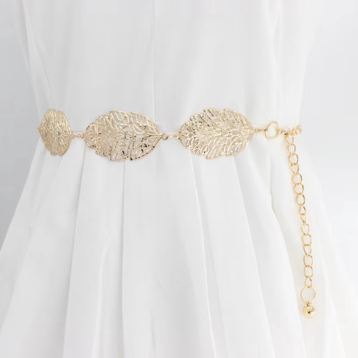 Leaf-Shaped Bridal Belt | Belt | Women's Belt | Wedding Accessories | Gold - Image 1