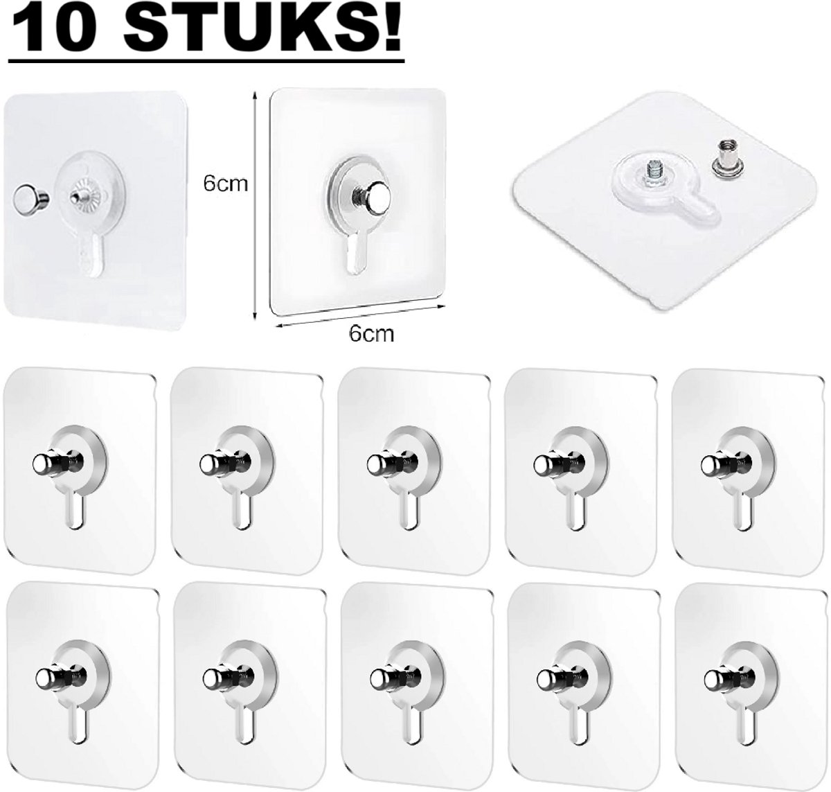 10x Adhesive Nail | Self-Adhesive Hooks | No Drilling Required Hanging System | Threaded - Image 1
