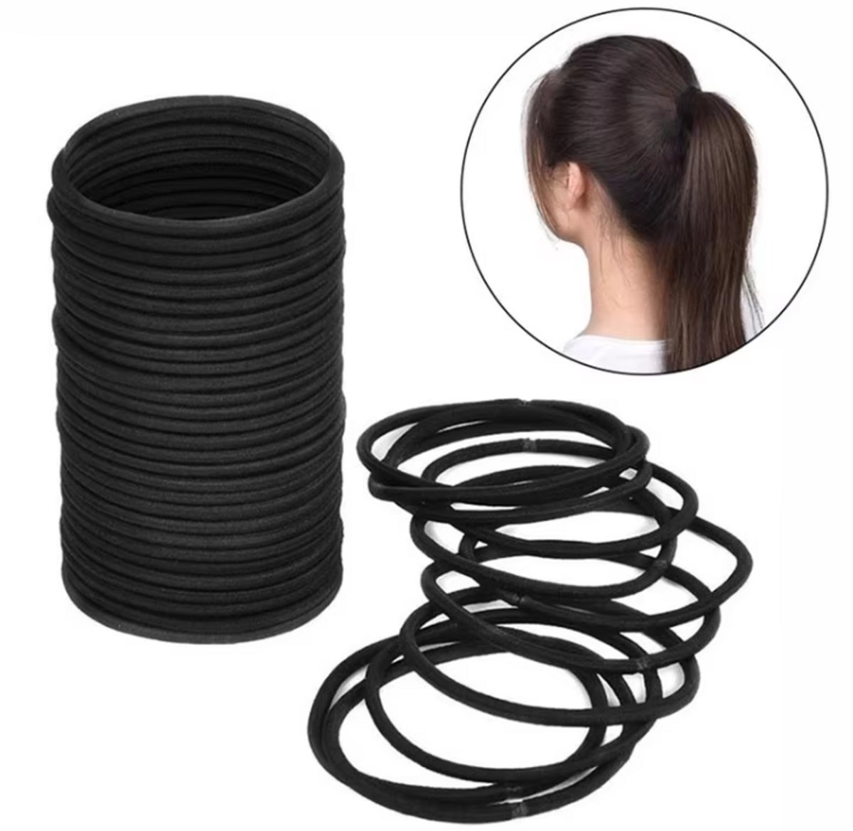 10x Hair Ties | Hair Ties | Black - Image 1