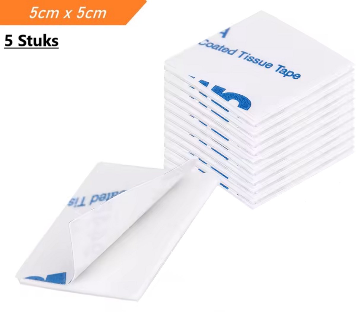 5x Double-Sided Tape | Self-Adhesive Stickers | 50 x 50 mm | White - Image 1