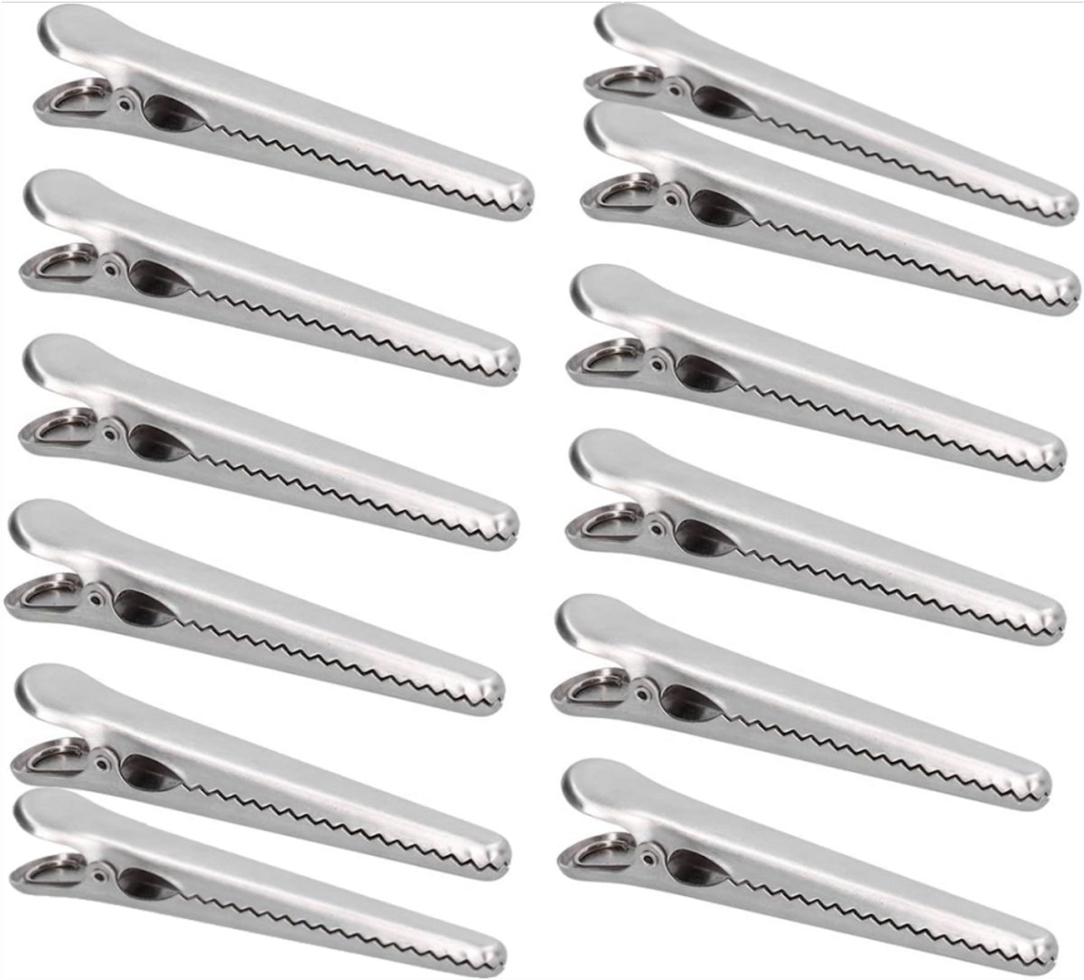 12 Stainless Steel Bag Clips - Airtight Seals for Coffee, Chips & Food - Strong Jaw Grip for Freshness Preservation - Kitchen Organization & Storage Accessories - Silver - Image 1