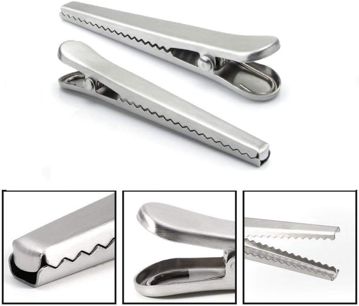 12 Stainless Steel Bag Clips - Airtight Seals for Coffee, Chips & Food - Strong Jaw Grip for Freshness Preservation - Kitchen Organization & Storage Accessories - Silver - Image 2