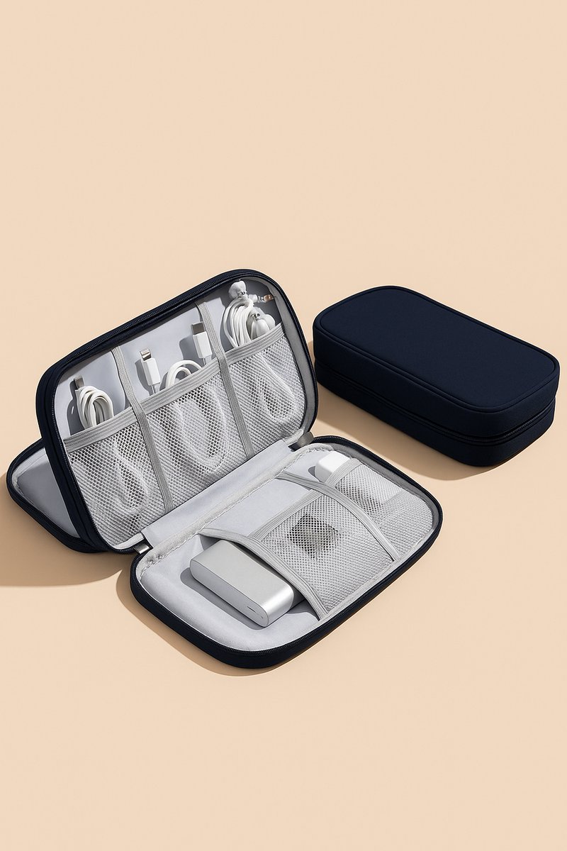 Cable Organizer Bag Grey – Travel & Storage Accessories – Compact & Portable – Water-Repellent – For Cables & Electronics - Image 1