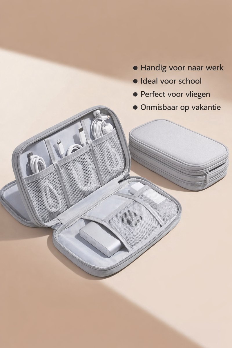 Cable Organizer Bag Grey – Travel & Storage Accessories – Compact & Portable – Water-Repellent – For Cables & Electronics - Image 4