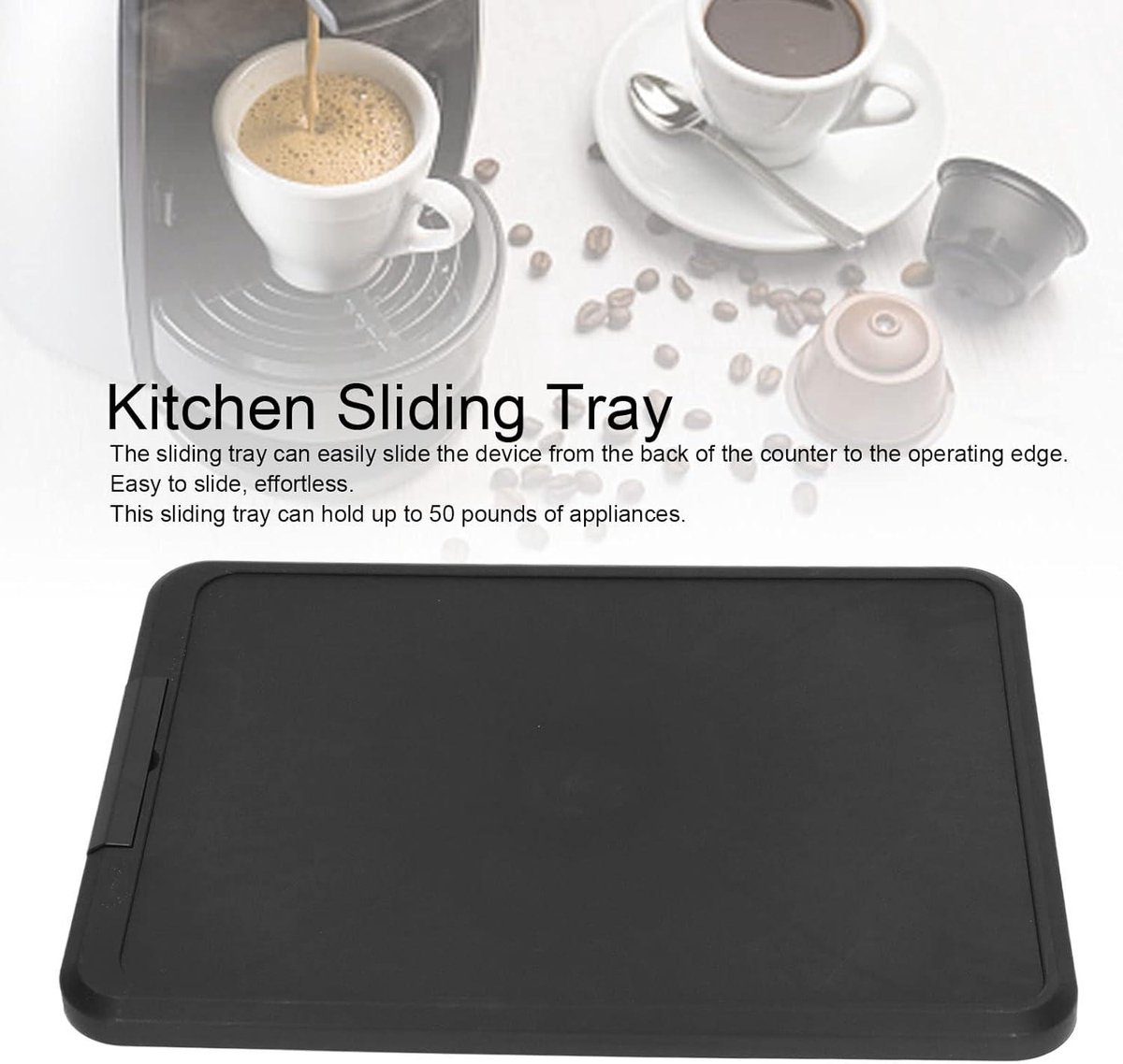 Allecto Kitchen Appliance Sliding Tray - Rolling Tray - Handy - Black - Storage Accessories - Suitable for various models - Kitchen Appliance Storage System - Image 5