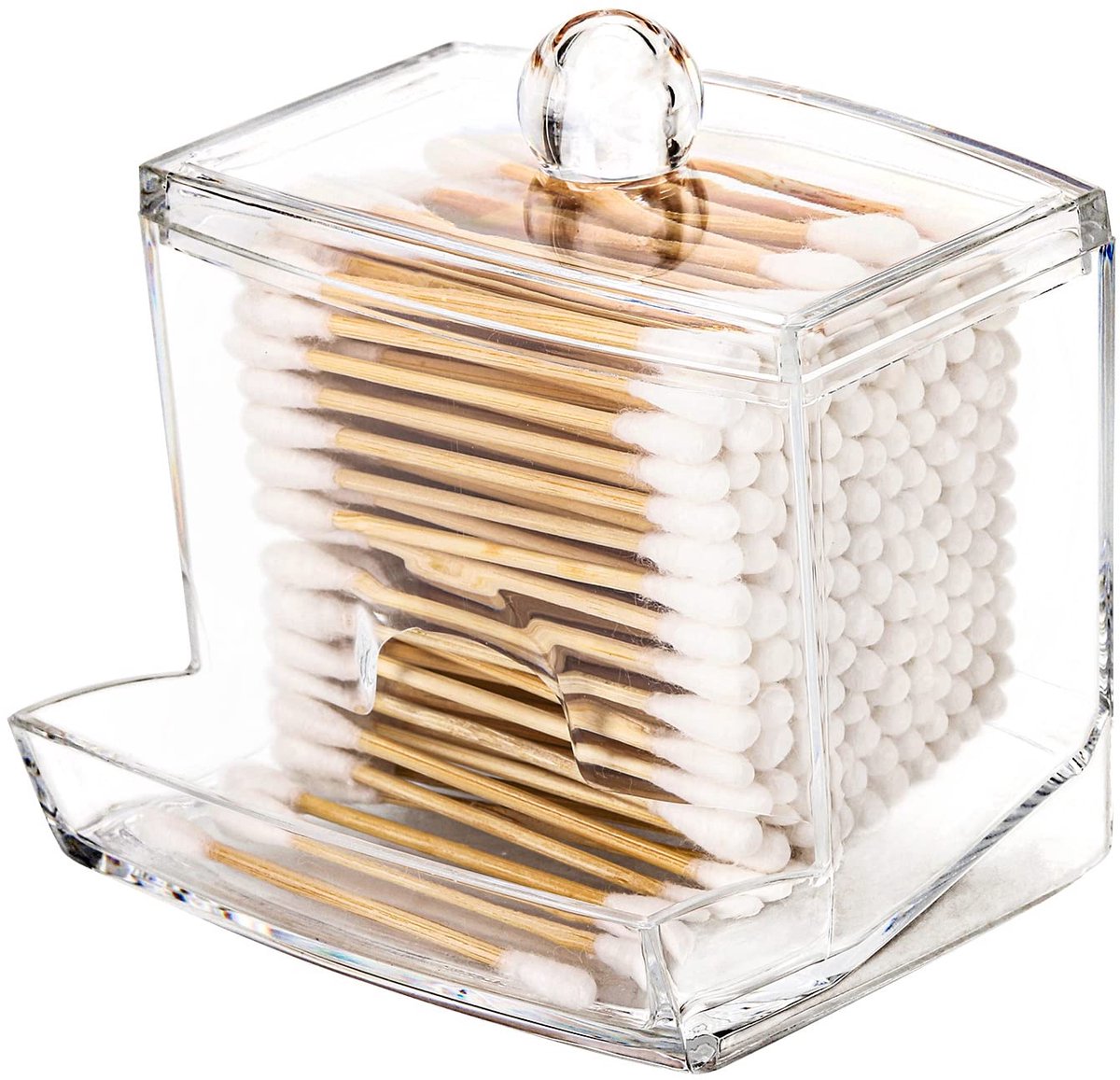 cotton swab holder dispenser large transparent bathroom storage accessories decoration organizer cotton swab cotton ball holder apothecary jar cotton swab cotton ball thread container - Image 1