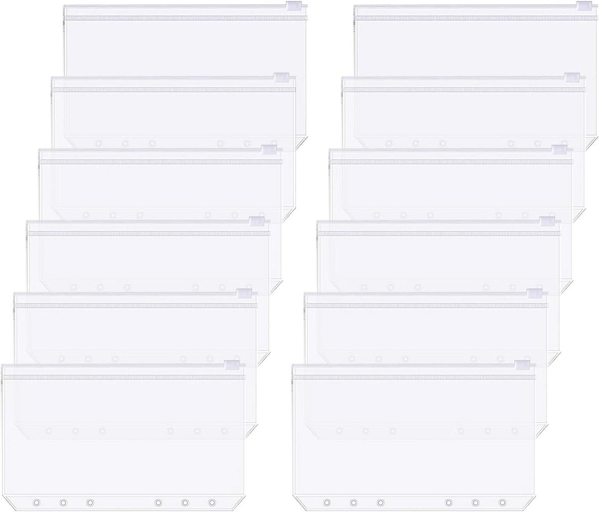 12 money envelopes with 6 holes for A6 size - Budget sleeve for receipts - Storage accessories with binding spine - Savings accessories - Image 1
