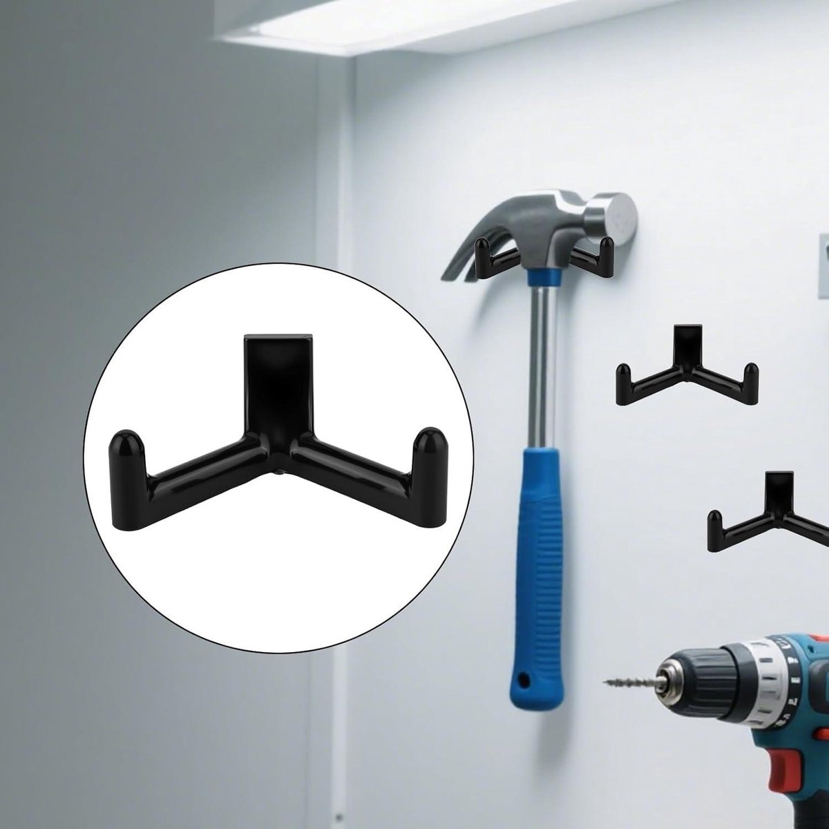 Allecto plus - Tool Hooks for Garden Hanger - Storage Accessories for Garden Tools - 3 Pieces Black - for Shovels and Rakes - Image 2