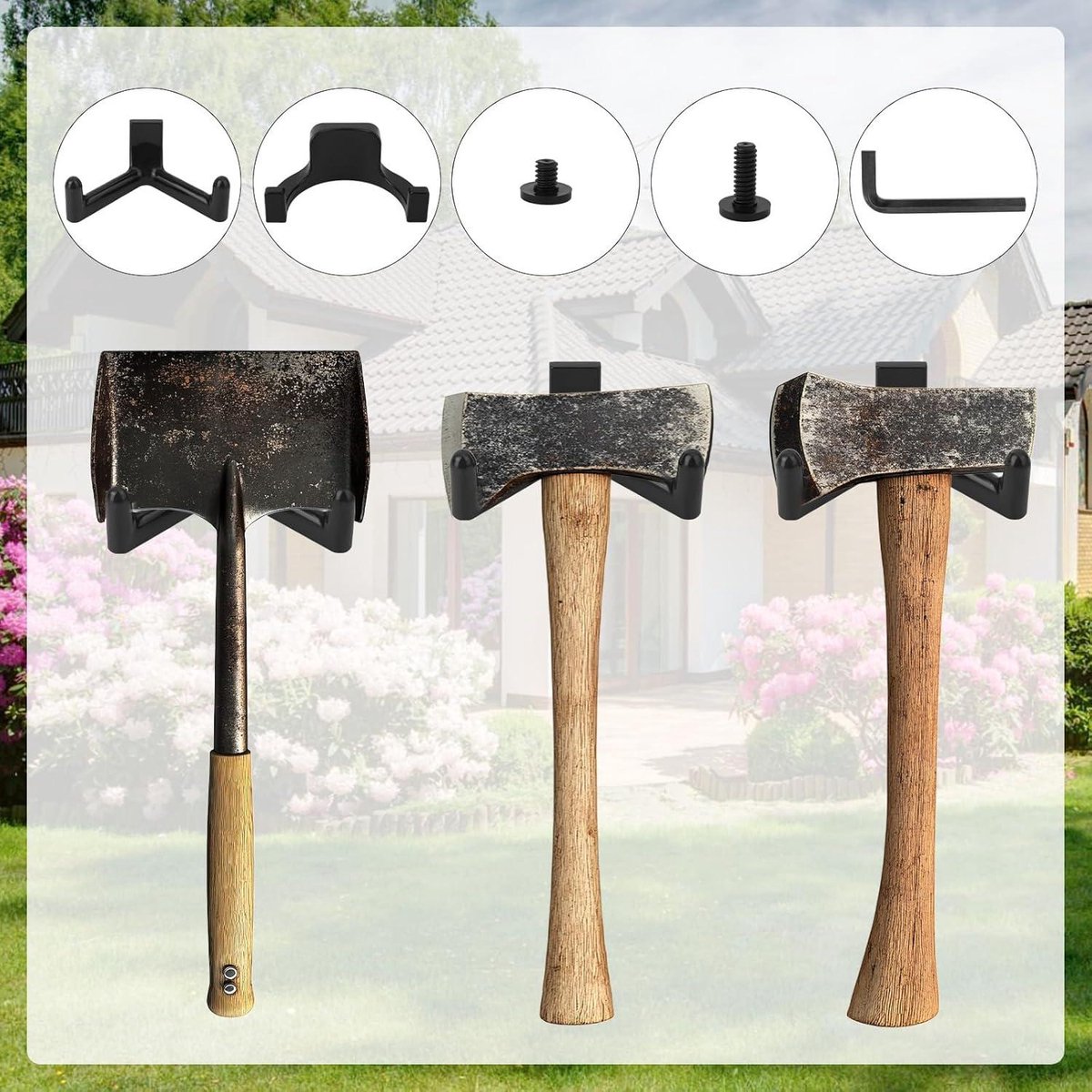 21-Piece Tool Storage Hooks - Black Y/U-Shaped Hooks with Wrench - Shed Storage Accessories - Compatible with Suncast and Craftsman - Image 5