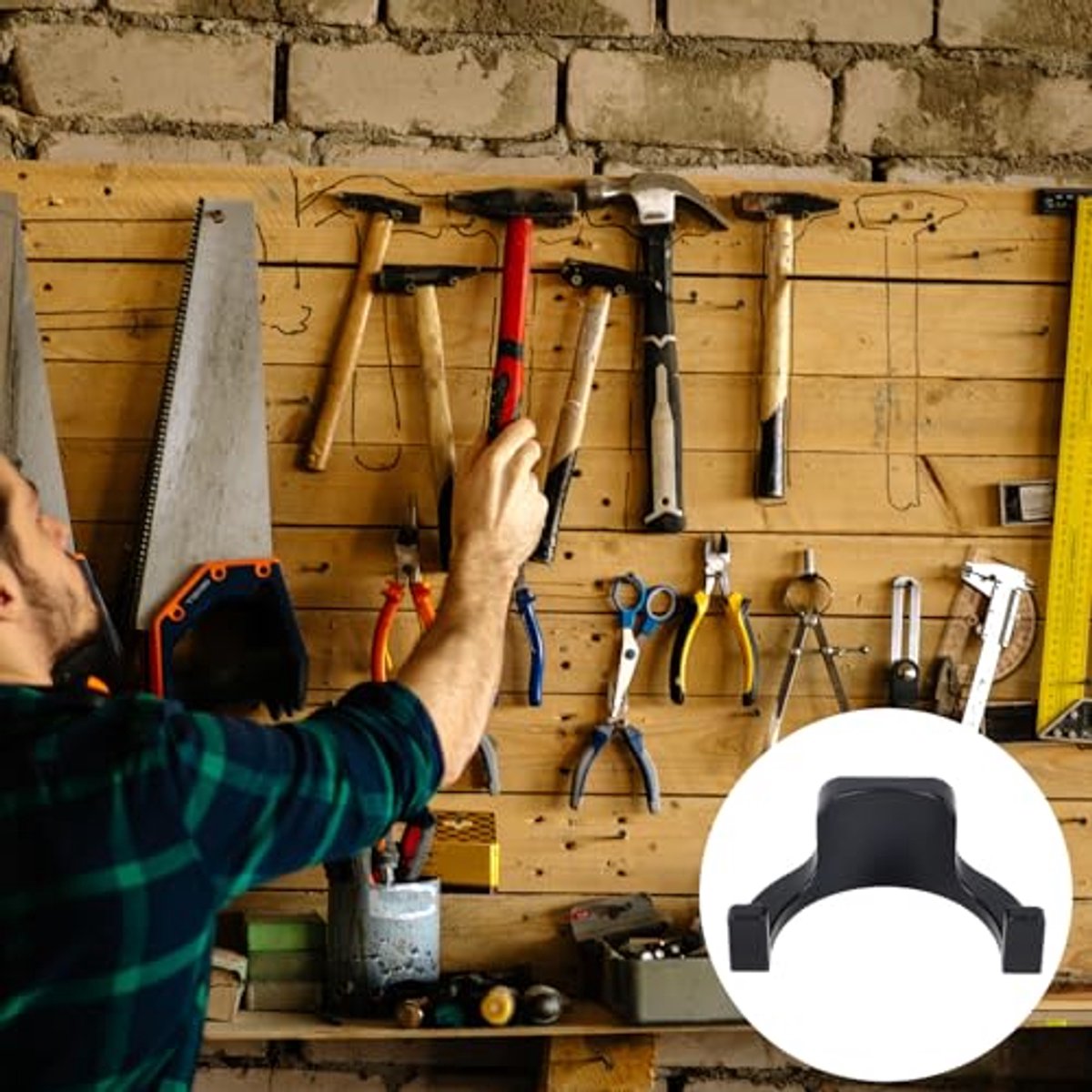 sanding hooks compatible with Suncast and Craftsman, plastic U- and V-shaped tool hangers, storage accessories for sanding boards, rakes, shovels, and hammers (black) - Image 6