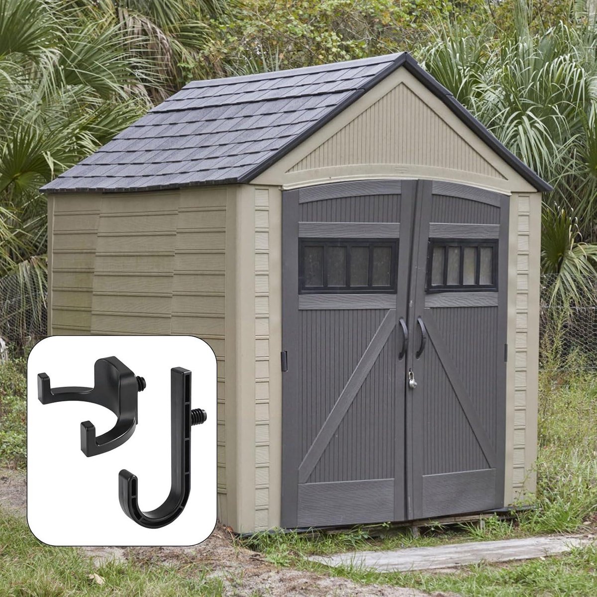 Storage Hooks for Sheds - Handy J/V-Shaped Tool Hooks - Compatible with various sheds - Storage accessories for a tidy shed - Image 4