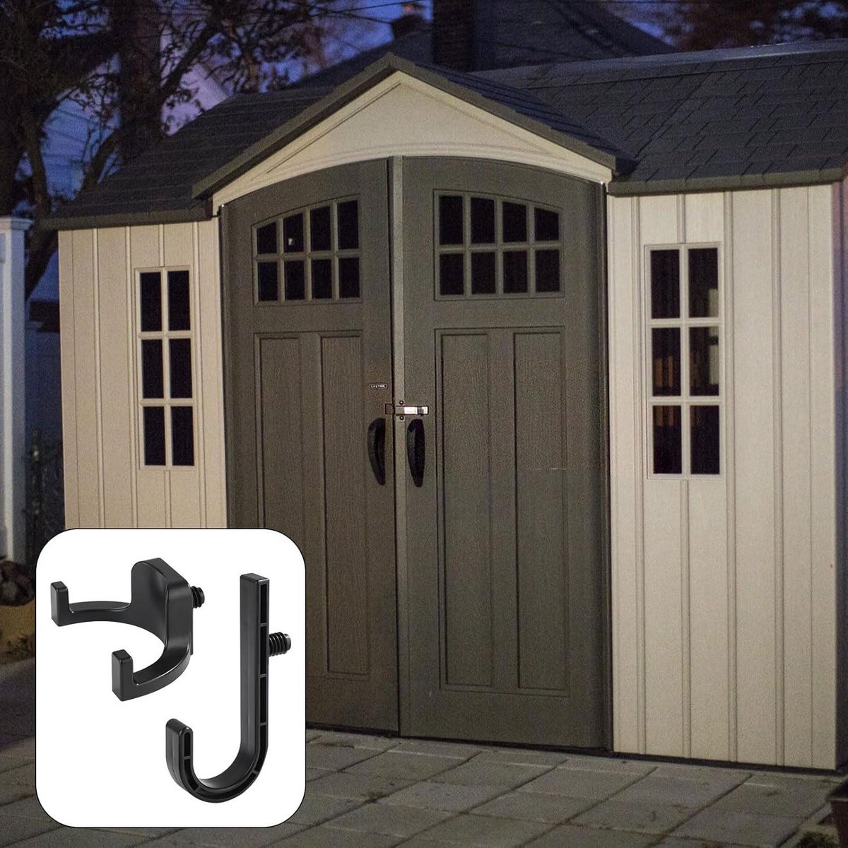 Storage Hooks for Sheds - Handy J/V-Shaped Tool Hooks - Compatible with various sheds - Storage accessories for a tidy shed - Image 5