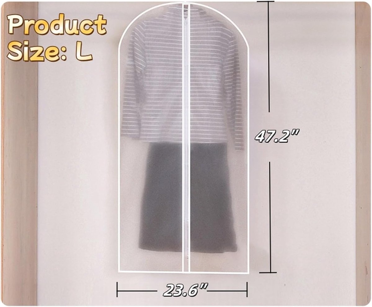 5-piece - Garment bag - dust bag - dust cover - clothing storage bag - central zipper - storage accessories - suitable for wardrobe storage and travel - white - 60*120 cm - Image 3